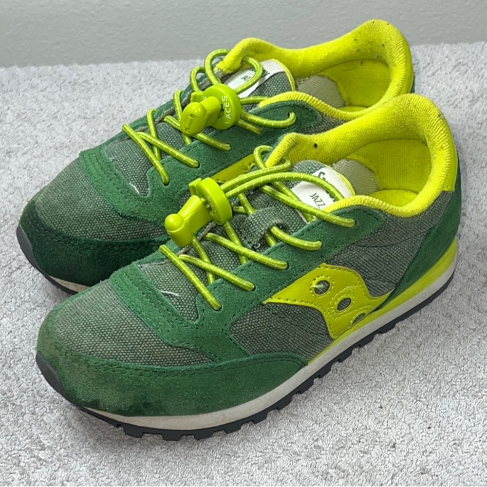 Saucony jazz Kids Lime and Forest Green Sneakers size11.5boys            ordr205